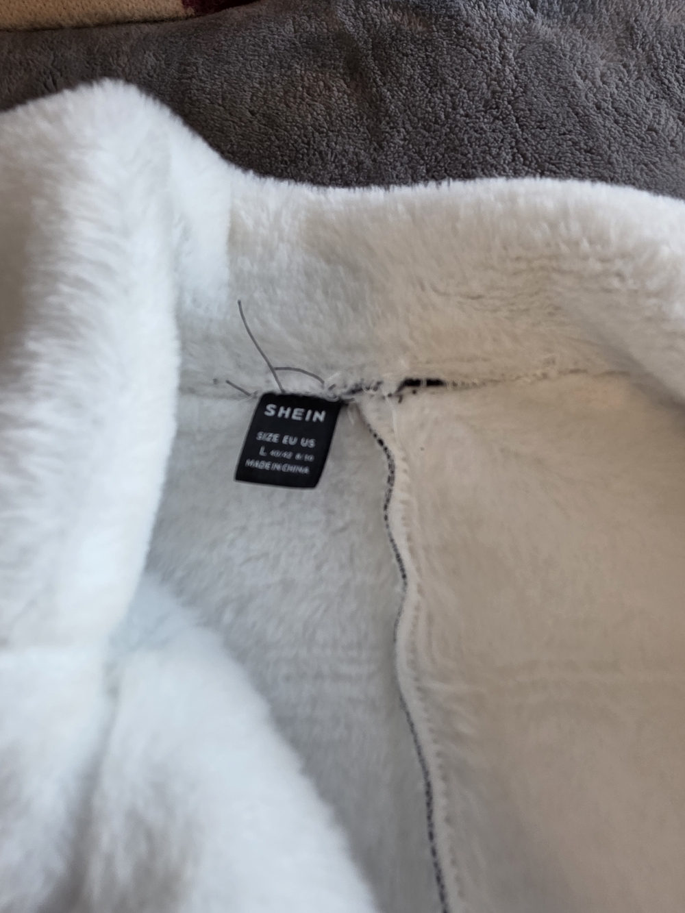 SHEIN Black Faux Leather Jacket with White Sherpa Trim - Picture 2 of 2